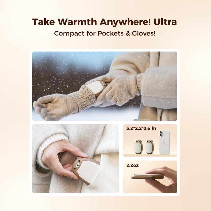 SWEETFULL Rechargeable Bear Hand Warmers - Cuddle Your Cold Hands with 3 Heat Levels and Magnetic Fun, Perfect for Outdoor Adventures and Christmas Gifts!