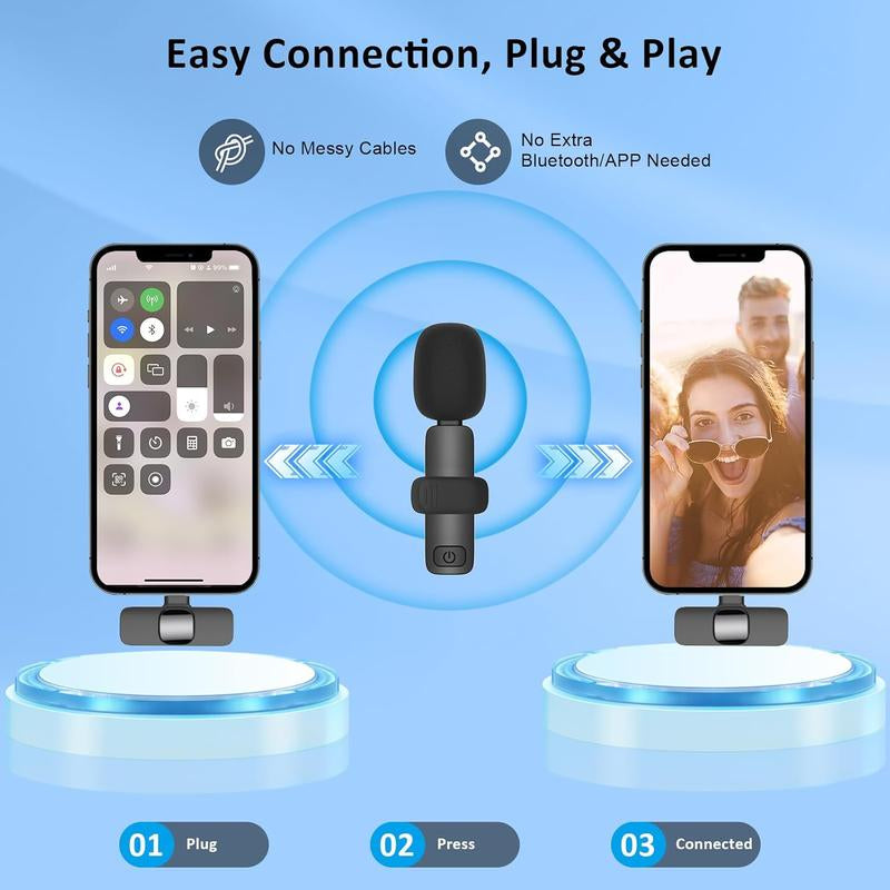 Elevate Your Audio Experience with the Wireless Lavalier Microphone for iPhone/Android – Perfect for Tiktok, Youtube, Vlogging & Video Recording!