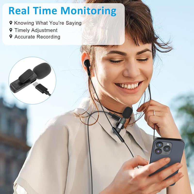 Elevate Your Audio Experience with the Wireless Lavalier Microphone for iPhone/Android – Perfect for Tiktok, Youtube, Vlogging & Video Recording!