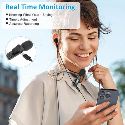 Elevate Your Audio Experience with the Wireless Lavalier Microphone for iPhone/Android – Perfect for Tiktok, Youtube, Vlogging & Video Recording!