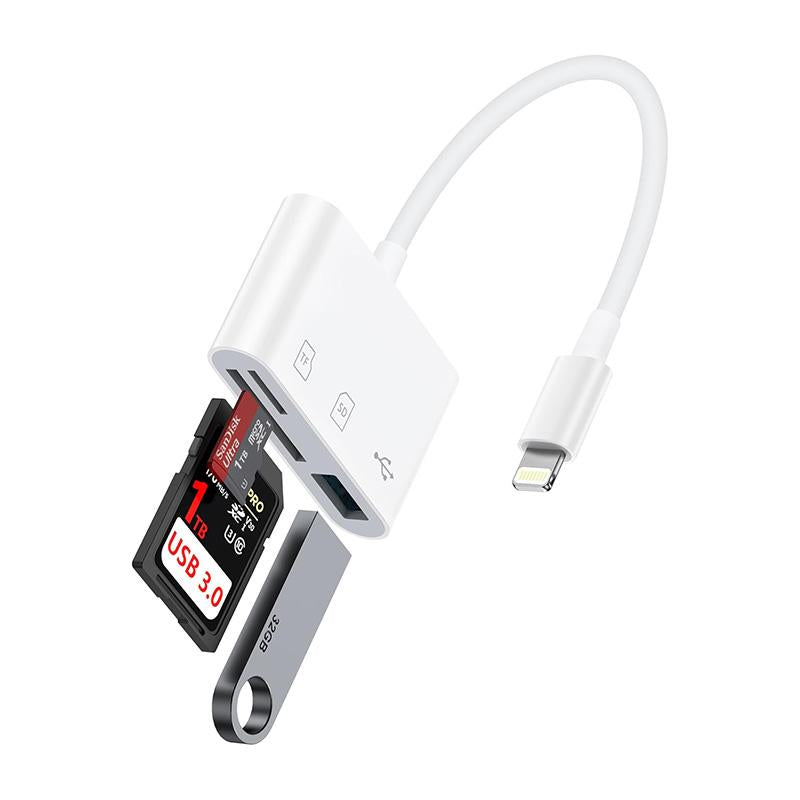 5-In-1 SD Card Reader for Iphone,Ipad,Android – Dual USB-C & Lightning Adapter, Supports Sd/Microsd/Usb 3.0, Fast Transfer, Plug & Play, No App Needed