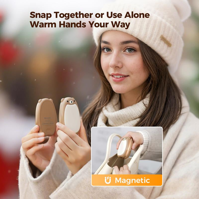 SWEETFULL Rechargeable Bear Hand Warmers - Cuddle Your Cold Hands with 3 Heat Levels and Magnetic Fun, Perfect for Outdoor Adventures and Christmas Gifts!